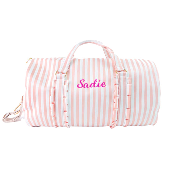Loveshack Style Striped Duffle Bag with Personalized Name for Travel Overnight - MTWORLDKIDS.COM