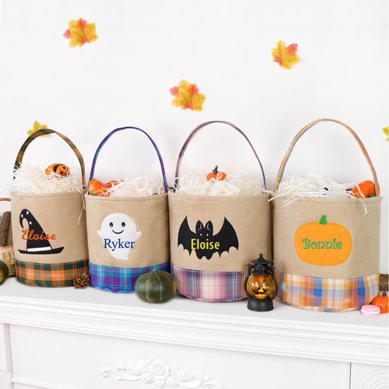 Halloween Trick or Treat Bucket-Custom Name Candy Basket Tote Bag for Kids - MTWORLDKIDS.COM