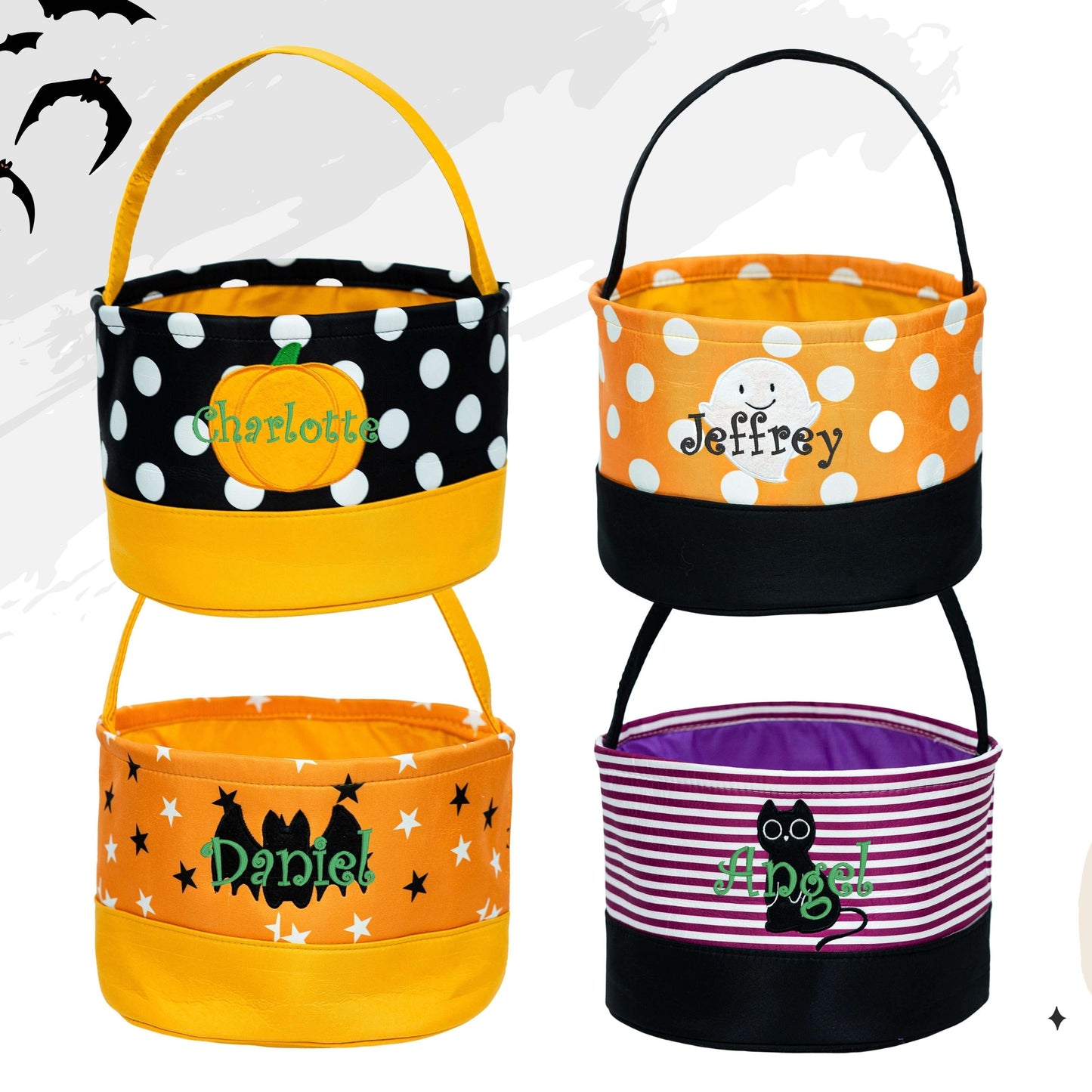 Halloween Canvas Bucket for Kids- Bat - MTWORLDKIDS.COM