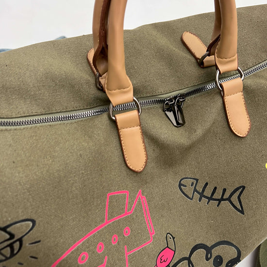Personalized 2022 Special Edition Men’s Canvas Duffle Bag with Leather Handle for Short Trips and Extended Vacations - MTWORLDKIDS.COM