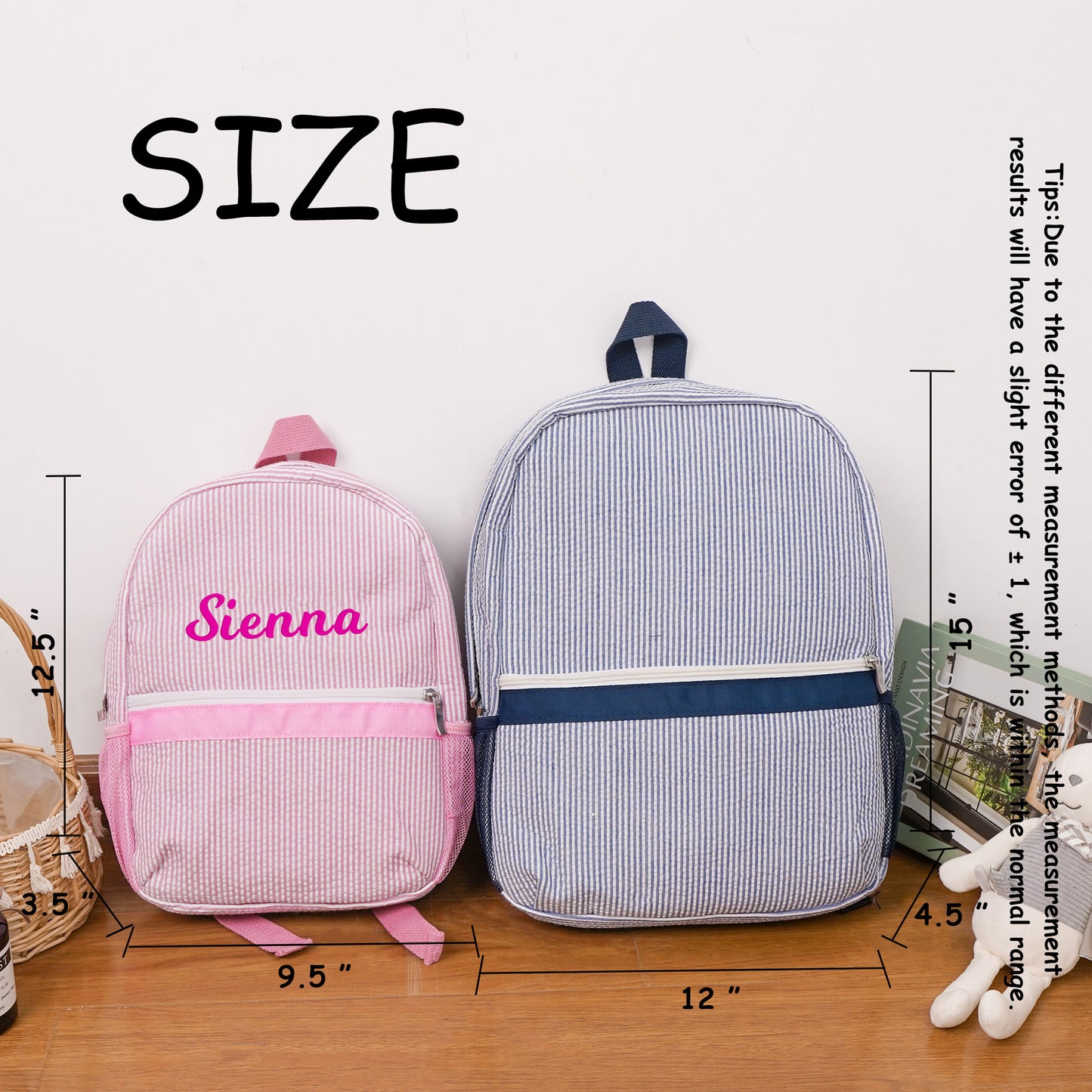Personalized Small Seersucker Backpack - Assorted Colors