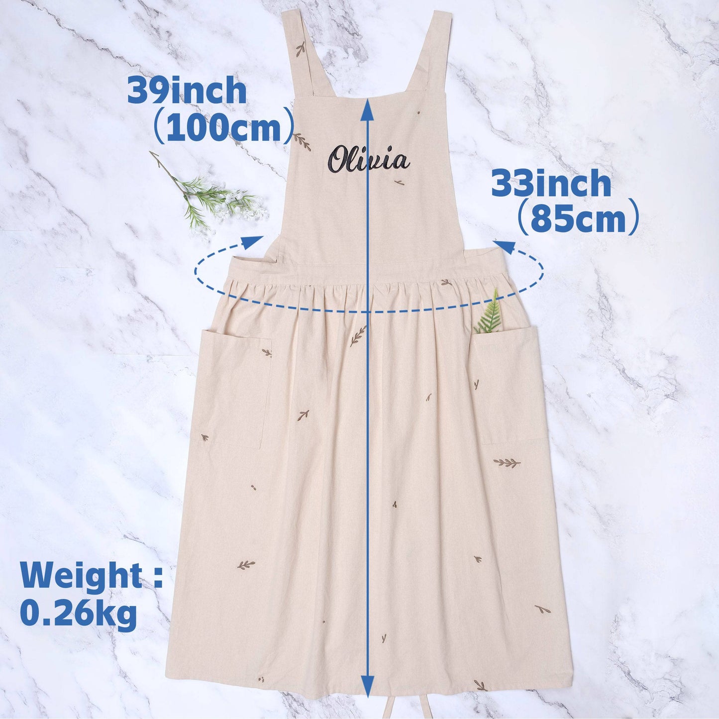 Floral Embroidered Cotton Cottage Core Apron With Pockets - MTWORLDKIDS.COM