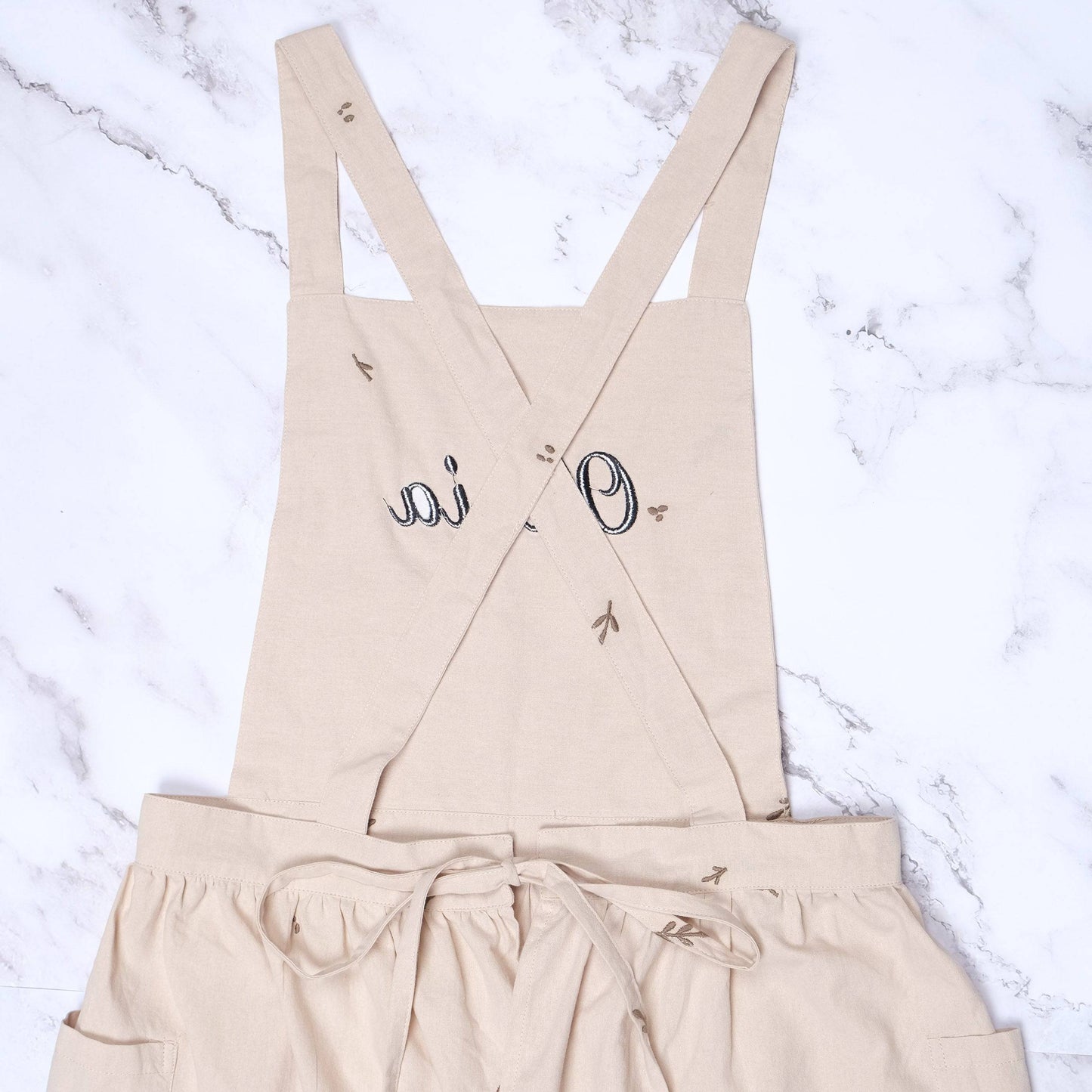 Floral Embroidered Cotton Cottage Core Apron With Pockets - MTWORLDKIDS.COM