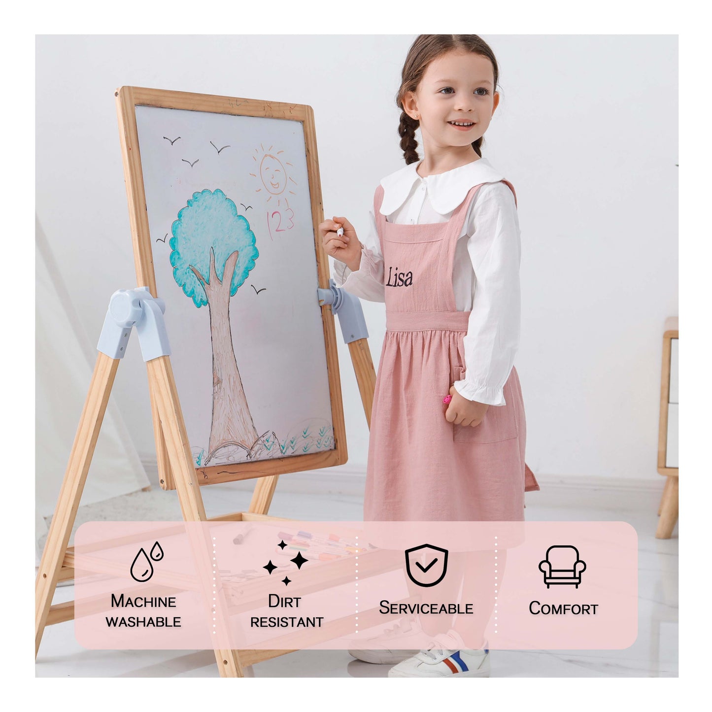 Kid's Apron With Personalized Embroidery (Classic) - MTWORLDKIDS.COM